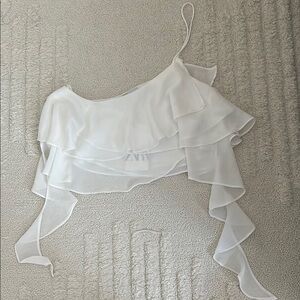 Zara white ruffle top NWT. One shoulder